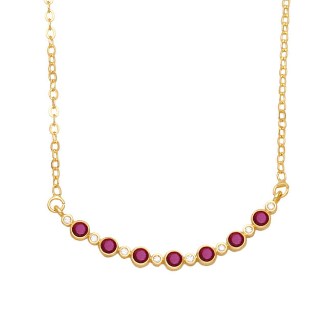 Concise color cubic zircon copper dainty necklace
