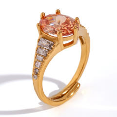 18K stainless steel oval cubic zircon rings