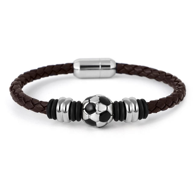 Occident fashion football leather bracelet for men
