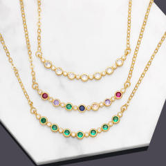 Concise color cubic zircon copper dainty necklace