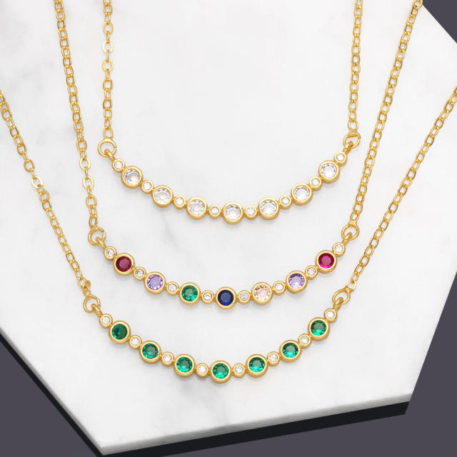 Concise color cubic zircon copper dainty necklace