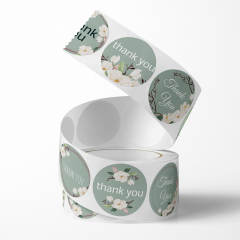 Light green color spring thank you stickers 500pcs