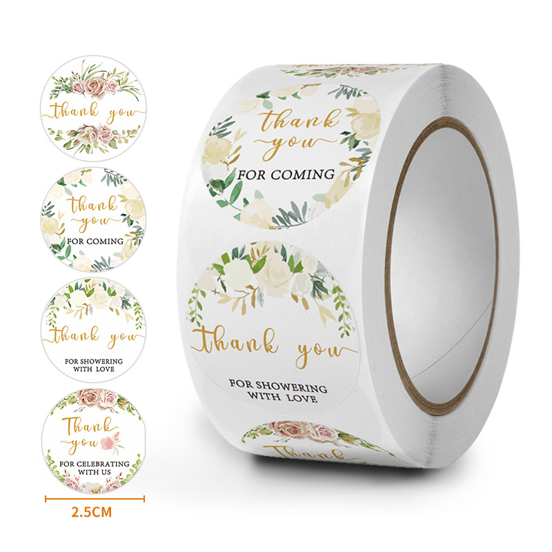 Rose flower thank you stickers 500pcs,