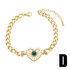 Vintage evil eye gold plated copper cuban chain bracelet