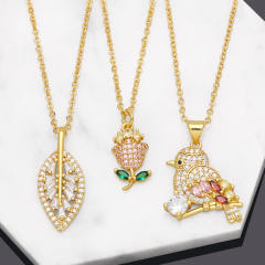 Luxury pave setting cubic zircon copper necklace
