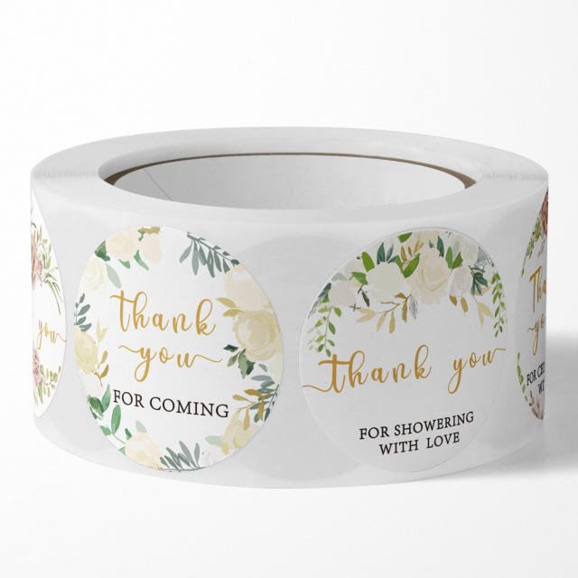 Rose flower thank you stickers 500pcs