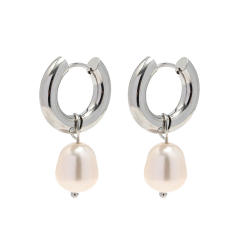 Silver color chunky stainless steel earrings