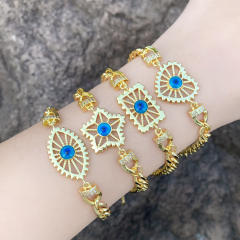 Vintage evil eye gold plated copper cuban chain bracelet