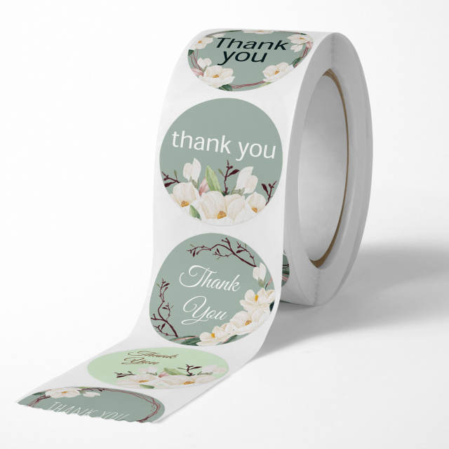 Light green color spring thank you stickers 500pcs