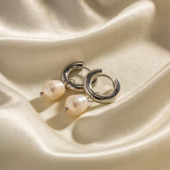 Silver color chunky stainless steel earrings