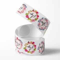 Spring colorful flower thank you stickers 500pcs