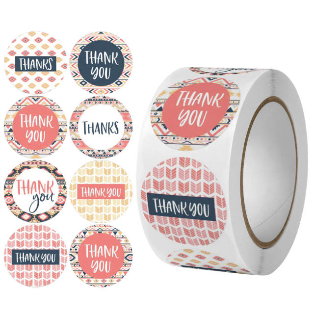 8 different design thank you stickers 500pcs