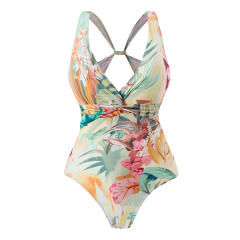 Summer design yellow color one piece swimsuit set