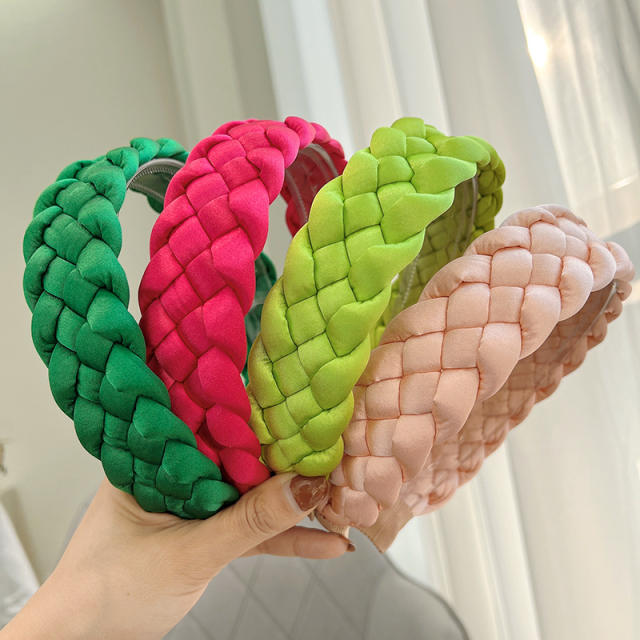 Spring new design plain color braid headband
