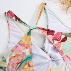 Summer design yellow color one piece swimsuit set