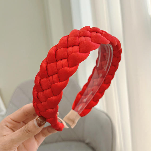 Spring new design plain color braid headband