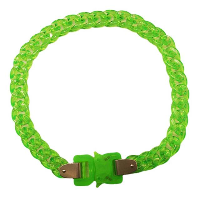 Clear green color acrylic chain buckle necklace