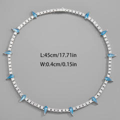Hiphop enamel alloy rhinestone choker necklace for men