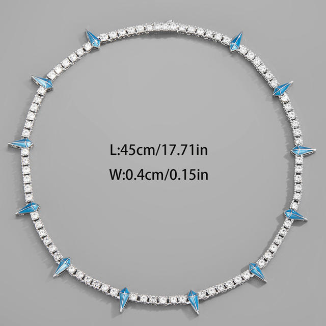 Hiphop enamel alloy rhinestone choker necklace for men