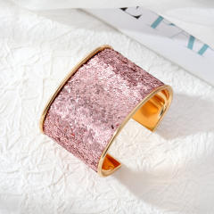 Personality colorful gliter wide bangle