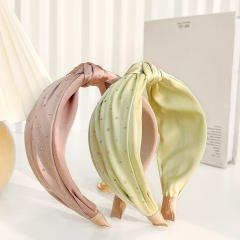 Korean fashion plain color rhinestone stain knotted headband