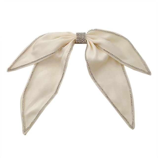 Super elegant satin bow french barrette hair clips