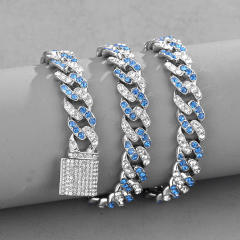 11MM colorful rhinestone cuban chain for men