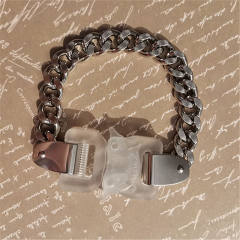 Hiphop stainless steel chain buckle necklace