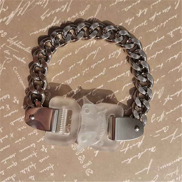 Hiphop stainless steel chain buckle necklace