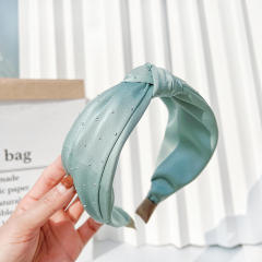 Korean fashion plain color rhinestone stain knotted headband
