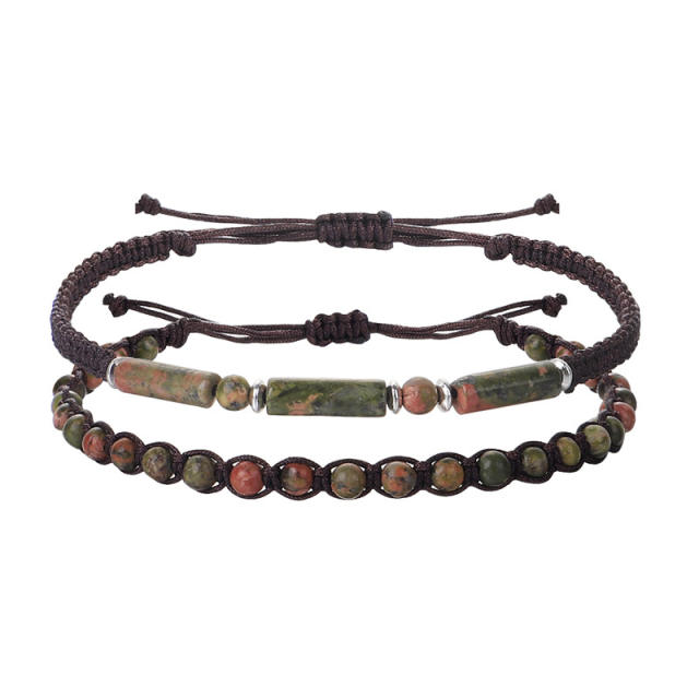 Amazon hot sale natural stone crystal bead couple bracelet