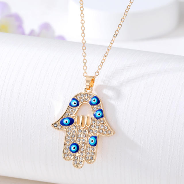 Popular hollow hasma enamel pendant necklace
