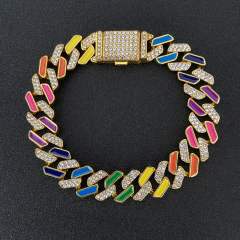 Hiphop colorful enamel alloy cuban chain necklace for men