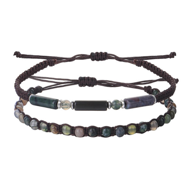 Amazon hot sale natural stone crystal bead couple bracelet