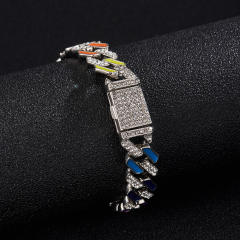 Hiphop colorful enamel alloy cuban chain necklace for men