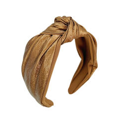 Plain color pu leather knotted headband