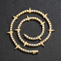 Hiphop rhinestone tennis chain necklace for men