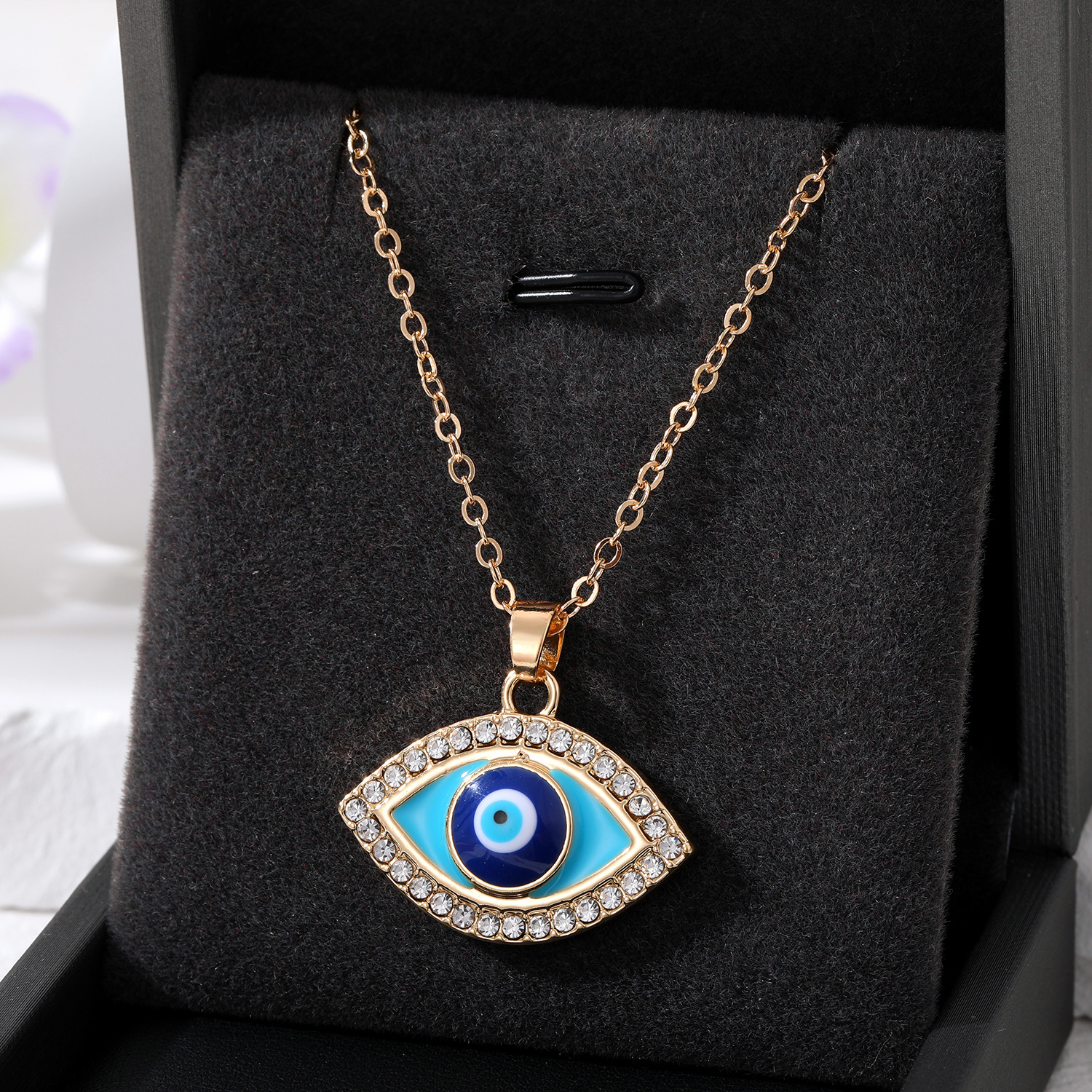 thumbnail image 2 of Sterling Silver Dark Blue Glass Two-Sided Evil Eye Pendant Necklace – 18 Inch 2 of 5