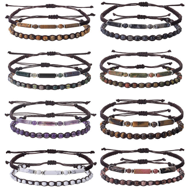 Amazon hot sale natural stone crystal bead couple bracelet