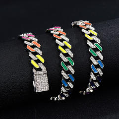 Hiphop colorful enamel alloy cuban chain necklace for men
