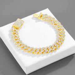 Hiphop punk trend 12mm diamond cuban chain for men