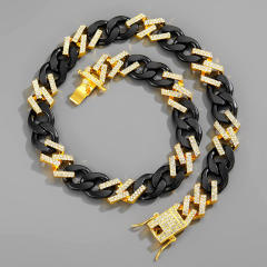 Hiphop rhinestone cuban chain necklace for men