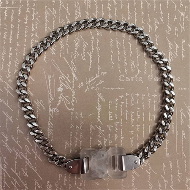 Hiphop stainless steel chain buckle necklace