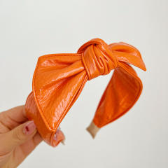Korean fashion pu leather bow headband