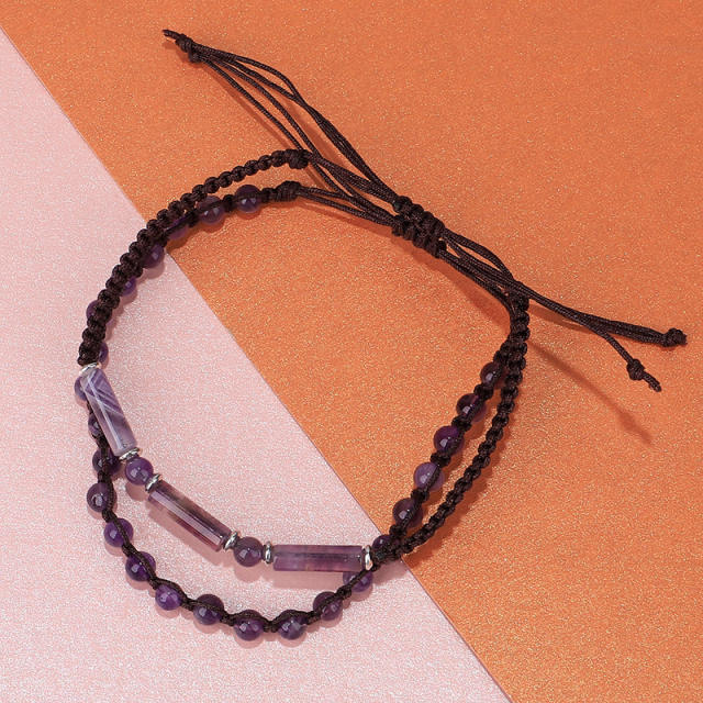 Amazon hot sale natural stone crystal bead couple bracelet