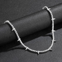 Hiphop rhinestone tennis chain necklace for men