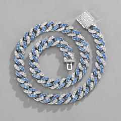 11MM colorful rhinestone cuban chain for men