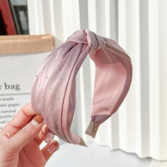 Korean fashion plain color rhinestone stain knotted headband