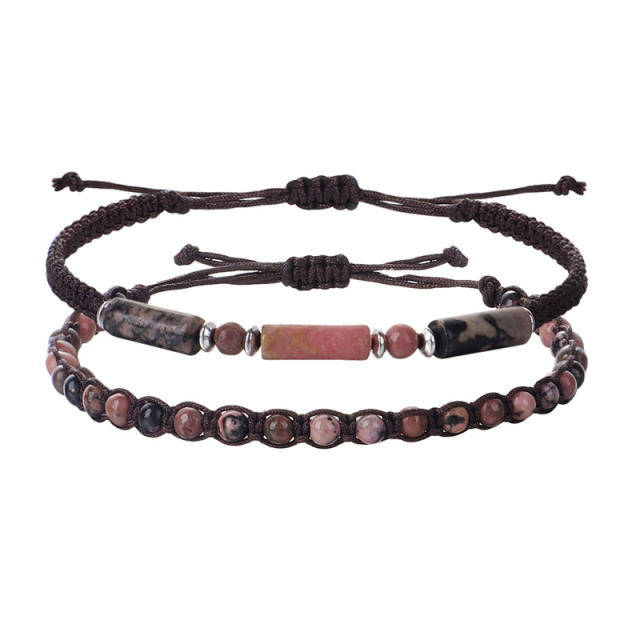 Amazon hot sale natural stone crystal bead couple bracelet