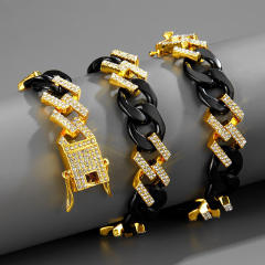 Hiphop rhinestone cuban chain necklace for men